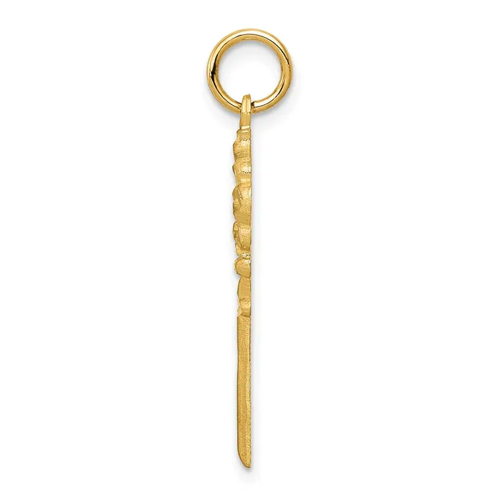 TreasureFineJewelers Charm Necklaces 14K Polished Fancy Edge Key Charm