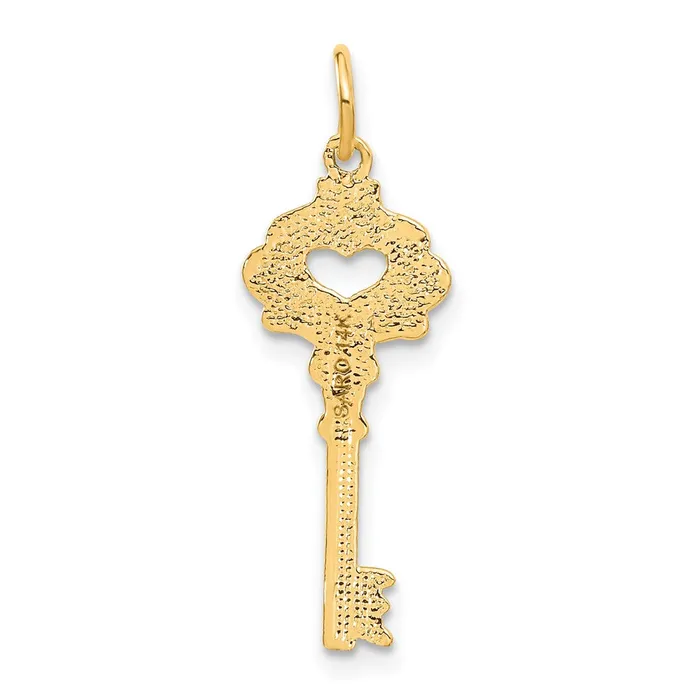 TreasureFineJewelers Charm Necklaces 14K Polished Fancy Edge Key Charm