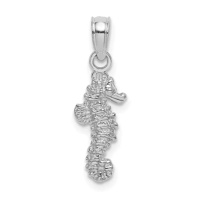 TreasureFineJewelers Charm Necklaces 14K White Gold 3D Mini Seahorse Charm TreasureFineJewelers Charm Necklaces 14K White Gold 3D Mini Seahorse Charm