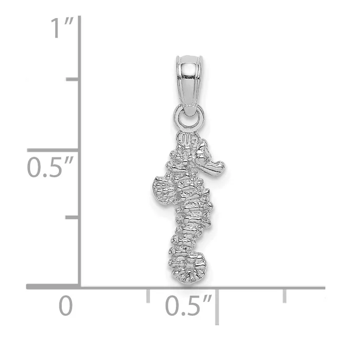 TreasureFineJewelers Charm Necklaces 14K White Gold 3D Mini Seahorse Charm