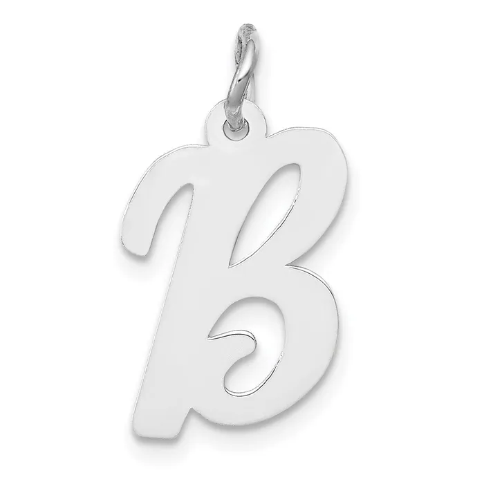 TreasureFineJewelers Charm Necklaces 14k White Gold Medium Script Letter B Initial Charm TreasureFineJewelers Charm Necklaces 14k White Gold Medium Script Letter B Initial Charm