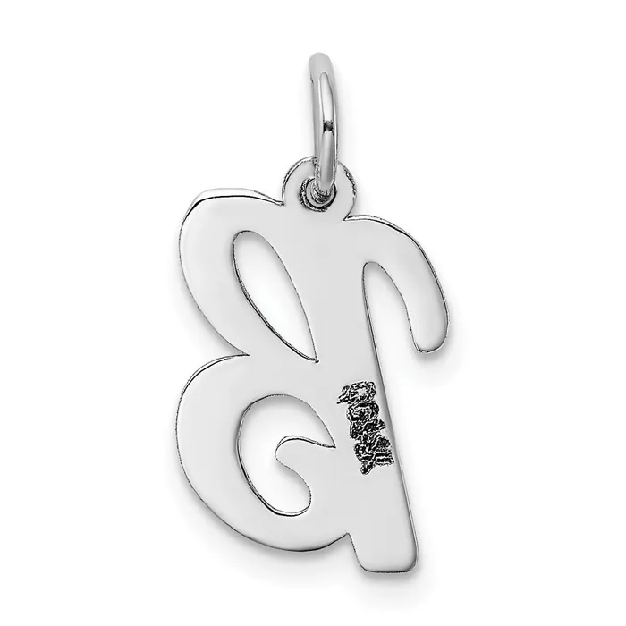 TreasureFineJewelers Charm Necklaces 14k White Gold Medium Script Letter B Initial Charm