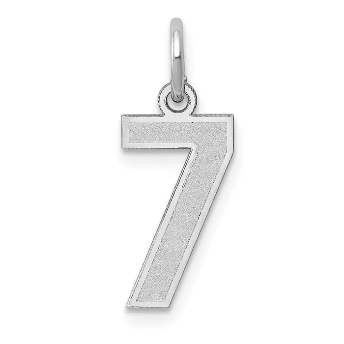 TreasureFineJewelers Charm Necklaces 14k White Gold Small Satin Number 7 Charm TreasureFineJewelers Charm Necklaces 14k White Gold Small Satin Number 7 Charm