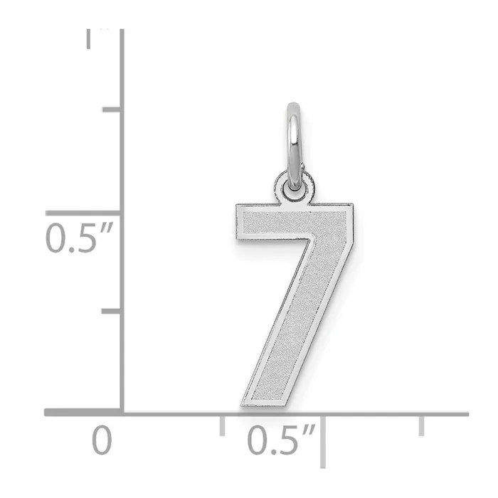 TreasureFineJewelers Charm Necklaces 14k White Gold Small Satin Number 7 Charm