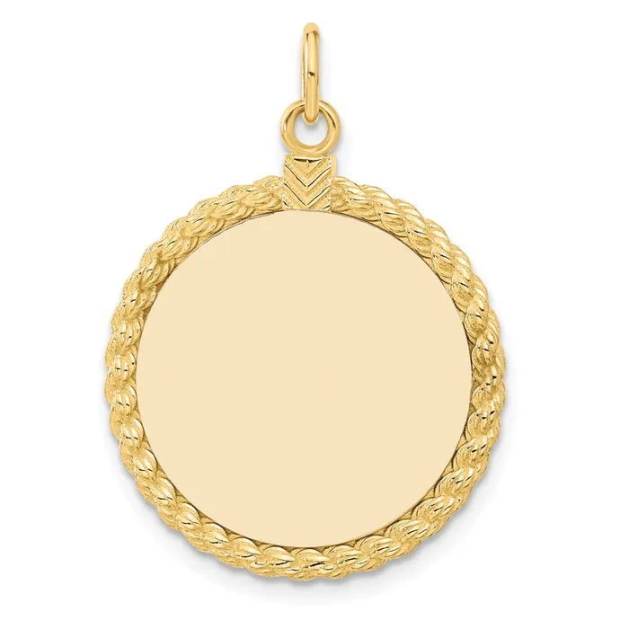 TreasureFineJewelers Charm Necklaces 14k Yellow Gold Plain 013 Gauge Circular Engravable Disc with Rope Charm TreasureFineJewelers Charm Necklaces 14k Yellow Gold Plain 013 Gauge Circular Engravable Disc with Rope Charm