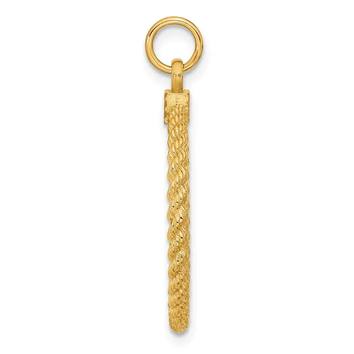 TreasureFineJewelers Charm Necklaces 14k Yellow Gold Plain 013 Gauge Circular Engravable Disc with Rope Charm