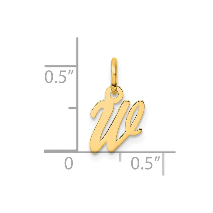 TreasureFineJewelers Charm Necklaces 14k Yellow Gold Small Script Letter W Initial Charm