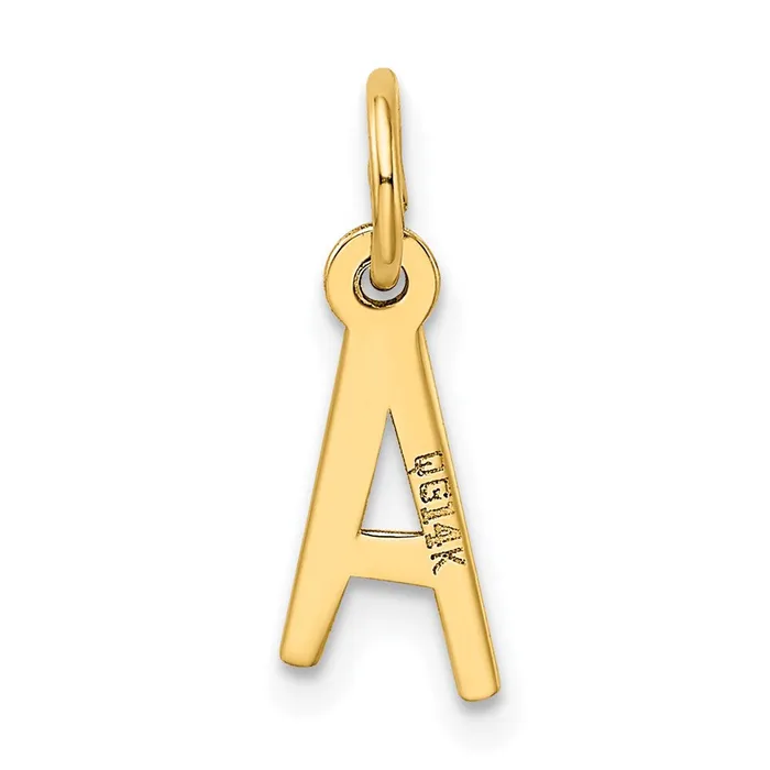 TreasureFineJewelers Charm Necklaces 14k Yellow Gold Small Slanted Block Letter A Initial Charm