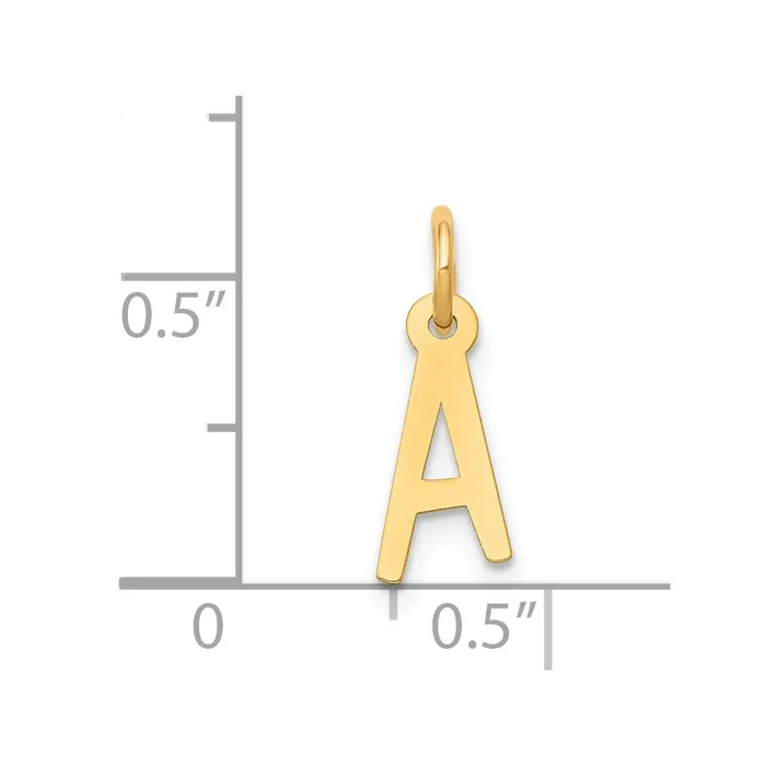 TreasureFineJewelers Charm Necklaces 14k Yellow Gold Small Slanted Block Letter A Initial Charm