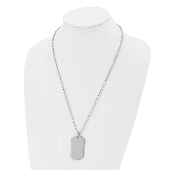 TreasureFineJewelers Chisel Stainless Steel Polished Dog Tag on a 24 inch Ball Chain Necklace Necklaces