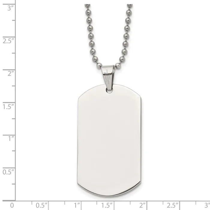 TreasureFineJewelers Chisel Stainless Steel Polished Dog Tag on a 24 inch Ball Chain Necklace Necklaces