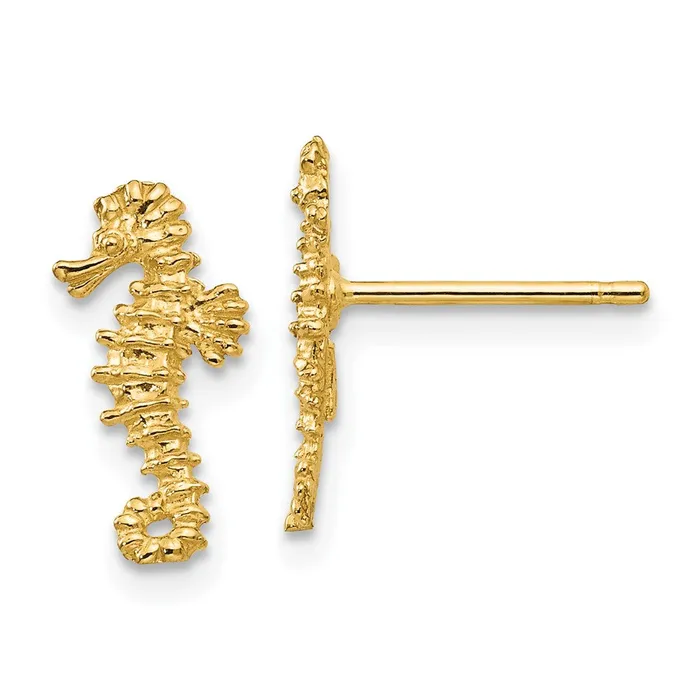 TreasureFineJewelers Earrings 10k Mini Seahorse Post Earrings