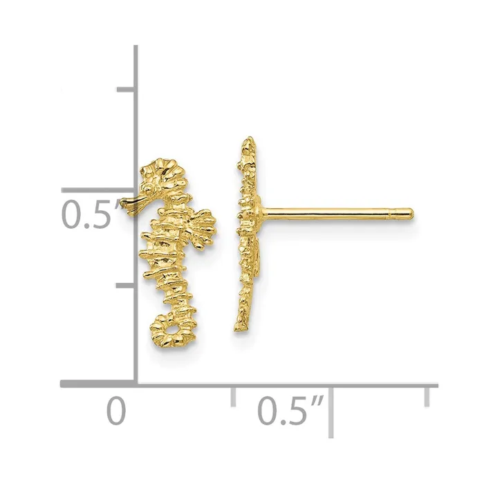 TreasureFineJewelers Earrings 10k Mini Seahorse Post Earrings