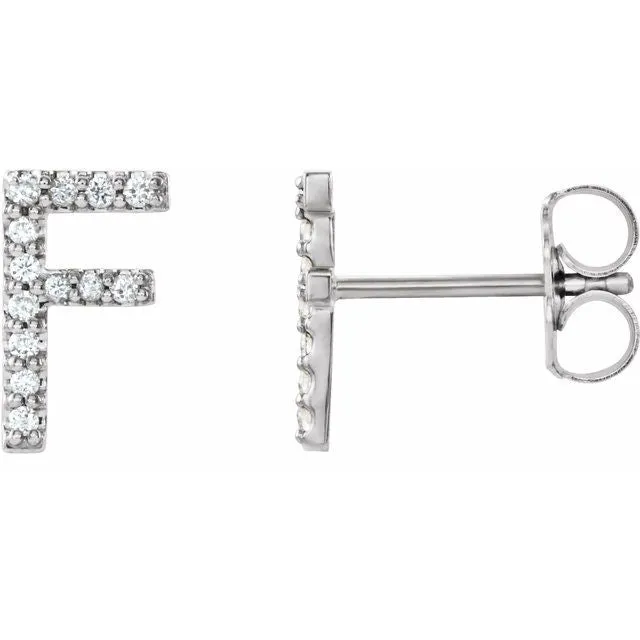 TreasureFineJewelers Earrings 14K White 05 CTW Diamond Single Initial F Earring TreasureFineJewelers Earrings 14K White 05 CTW Diamond Single Initial F Earring