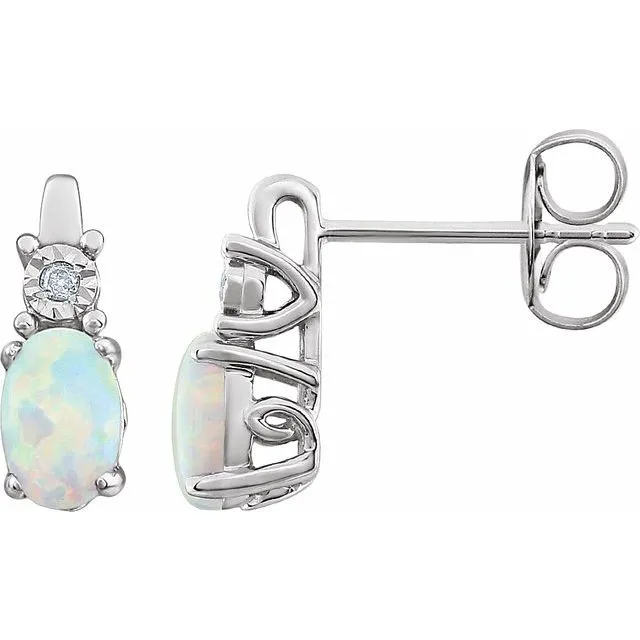 TreasureFineJewelers Earrings 14K White Created Opal 02 CTW Diamond Earrings TreasureFineJewelers Earrings 14K White Created Opal 02 CTW Diamond Earrings