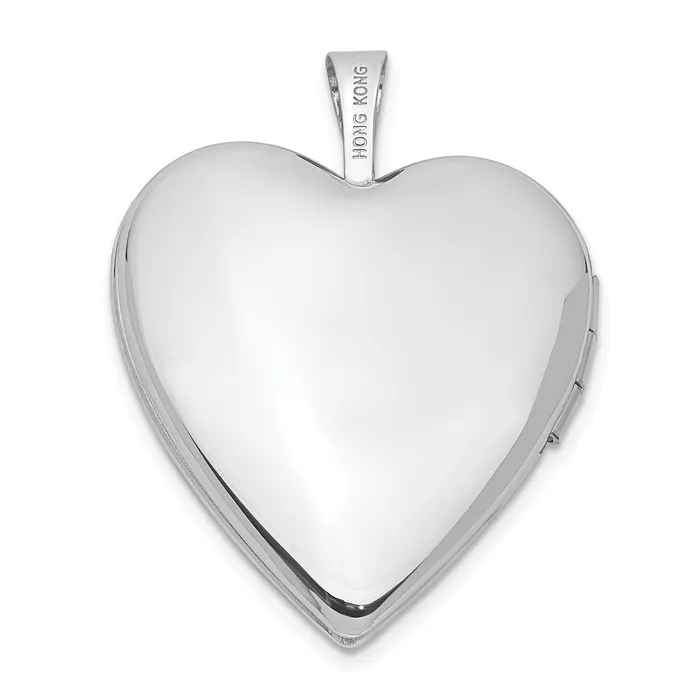 TreasureFineJewelers Earrings 14k White Gold 20mm White Gold Flower Vine Border Heart Locket