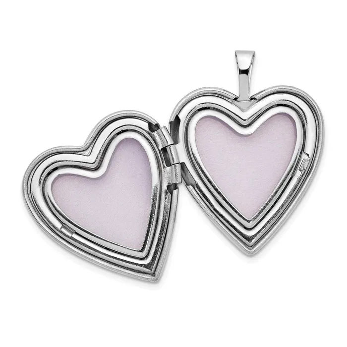 TreasureFineJewelers Earrings 14k White Gold 20mm White Gold Flower Vine Border Heart Locket