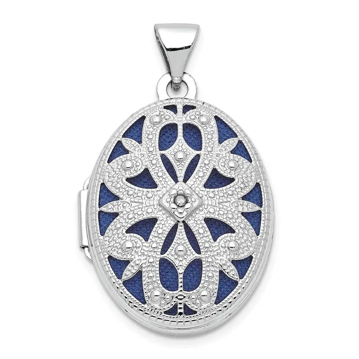 TreasureFineJewelers Earrings 14K White Gold 21mm Diamond Vintage Oval Locket TreasureFineJewelers Earrings 14K White Gold 21mm Diamond Vintage Oval Locket
