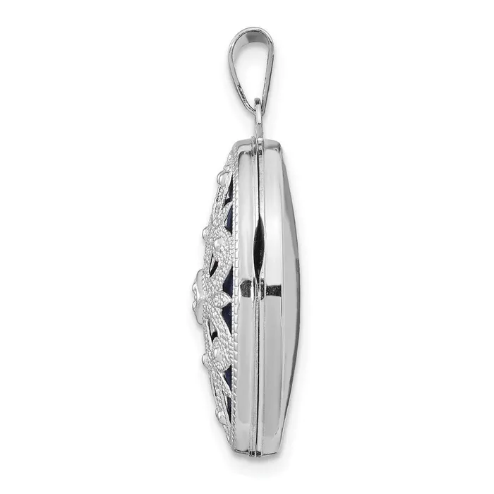 TreasureFineJewelers Earrings 14K White Gold 21mm Diamond Vintage Oval Locket