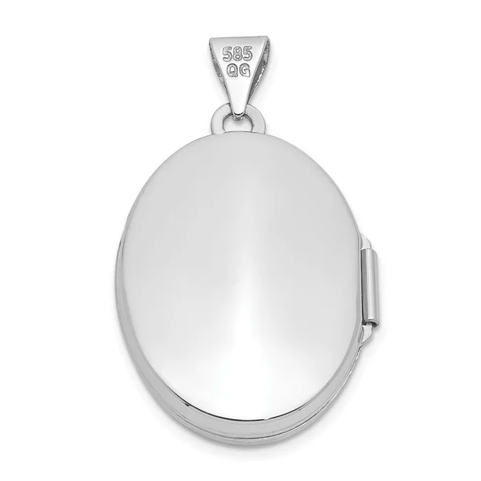 TreasureFineJewelers Earrings 14K White Gold 21mm Diamond Vintage Oval Locket