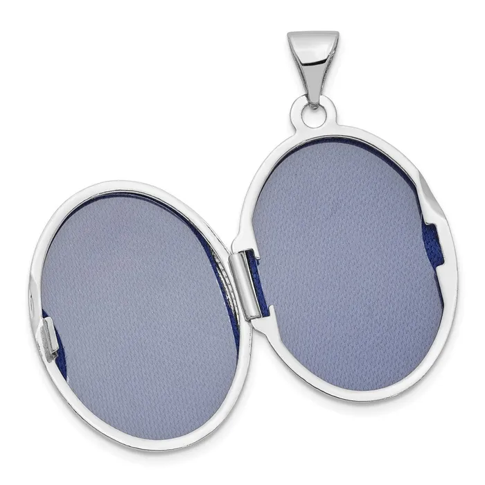 TreasureFineJewelers Earrings 14K White Gold 21mm Diamond Vintage Oval Locket