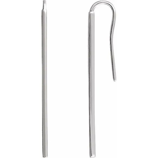 TreasureFineJewelers Earrings 14K White Vertical Bar Earrings