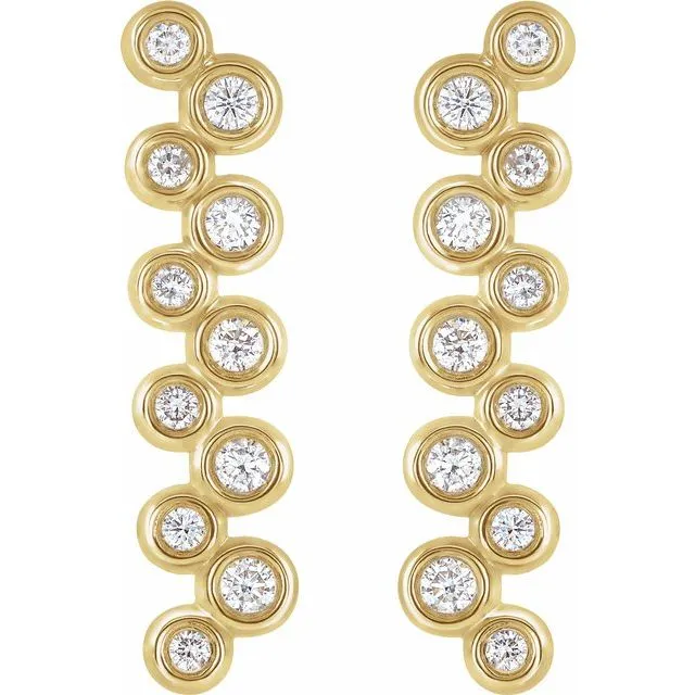 TreasureFineJewelers Earrings 14K Yellow 13 CTW Diamond BezelSet Bar Earrings