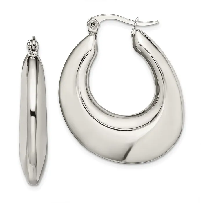 TreasureFineJewelers Earrings Stainless Steel Polished Teardrop Hollow Hoop Earrings TreasureFineJewelers Earrings Stainless Steel Polished Teardrop Hollow Hoop Earrings