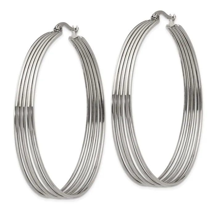 TreasureFineJewelers Earrings Stainless Steel Polished Wire Hoop Earrings
