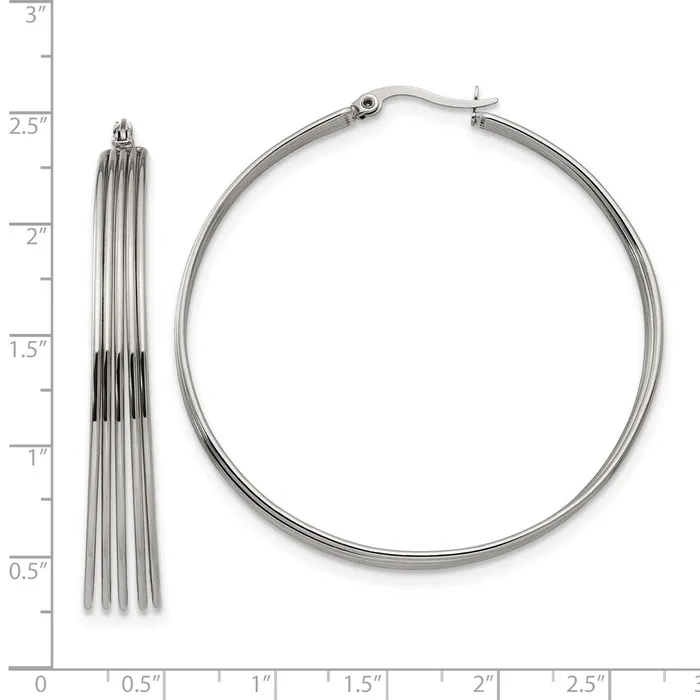 TreasureFineJewelers Earrings Stainless Steel Polished Wire Hoop Earrings