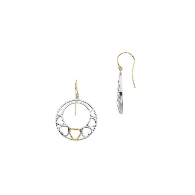 TreasureFineJewelers Earrings Sterling Silver 14K Yellow Heart Earrings