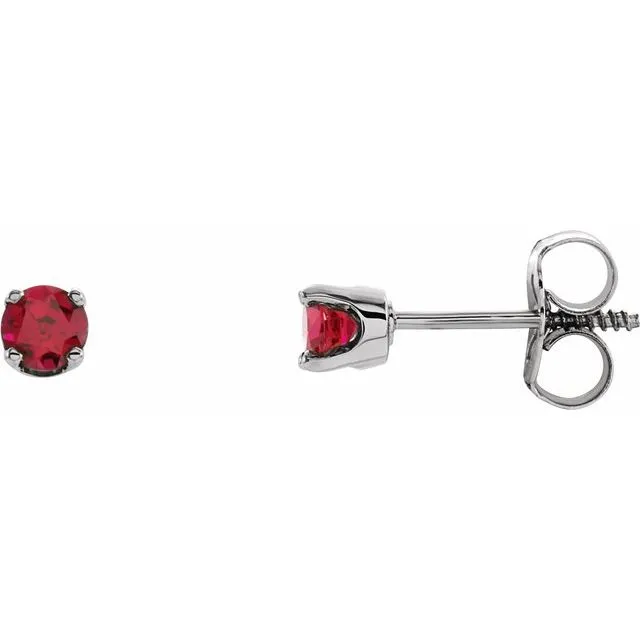TreasureFineJewelers Earrings Sterling Silver 3 mm Round Imitation Ruby Youth Birthstone Earrings TreasureFineJewelers Earrings Sterling Silver 3 mm Round Imitation Ruby Youth Birthstone Earrings