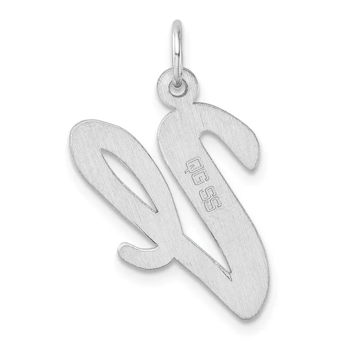 TreasureFineJewelers Large Sterling Silver Rhodiumplated Script Letter V Initial Charm Necklaces