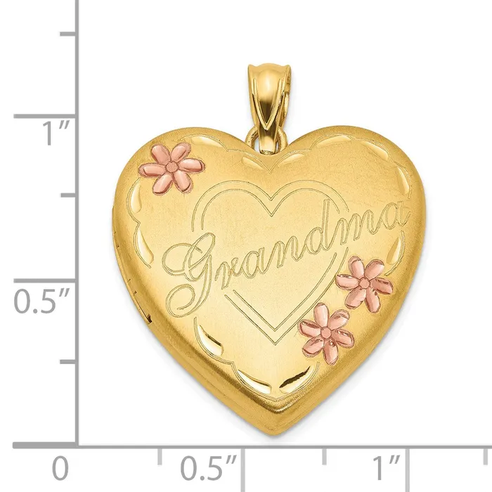 TreasureFineJewelers Necklaces 120 Gold Filled Grandma 23mm Enameled Family Heart Locket