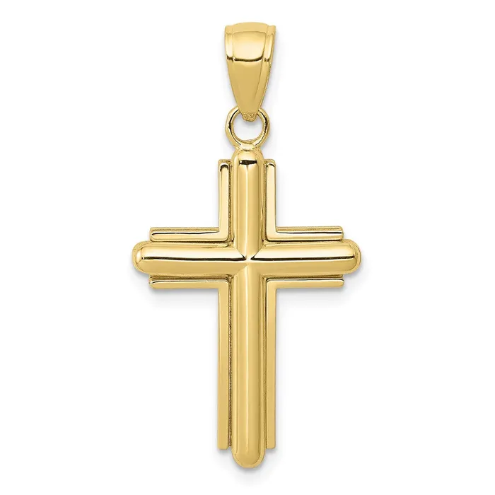TreasureFineJewelers Necklaces 10K Gold Polished Beveled Stick Cross WFrame Pendant TreasureFineJewelers Necklaces 10K Gold Polished Beveled Stick Cross WFrame Pendant