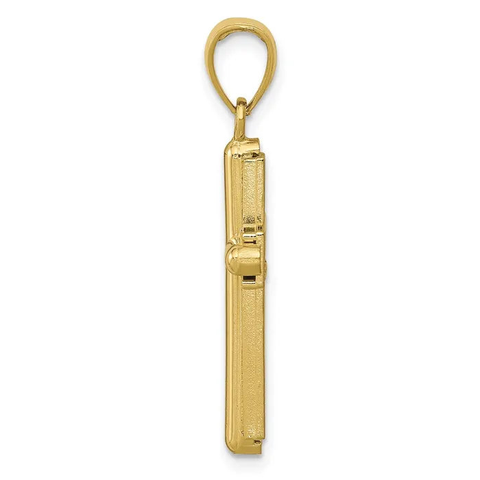 TreasureFineJewelers Necklaces 10K Gold Polished Beveled Stick Cross WFrame Pendant