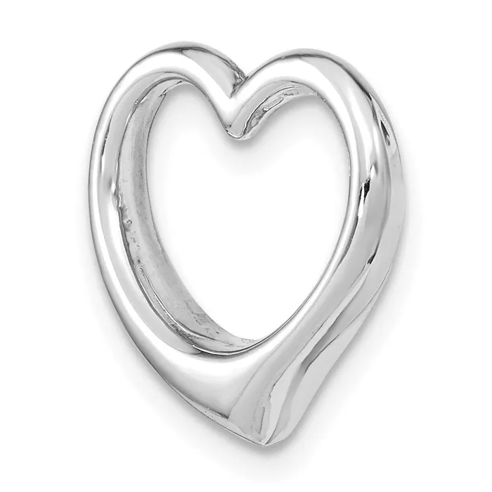 TreasureFineJewelers Necklaces 10K White Gold Polished Heart Chain Slide