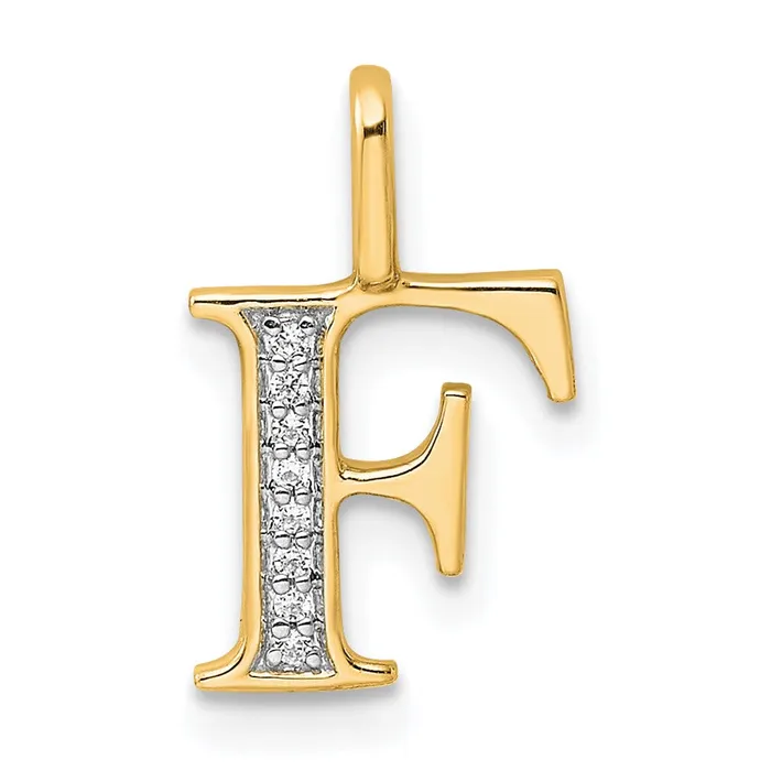 TreasureFineJewelers Necklaces 10k Yellow Gold Diamond Letter F Initial Pendant TreasureFineJewelers Necklaces 10k Yellow Gold Diamond Letter F Initial Pendant