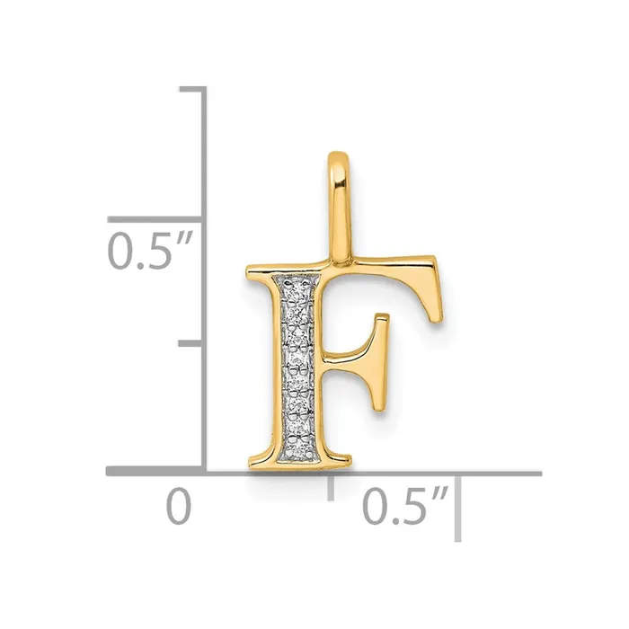 TreasureFineJewelers Necklaces 10k Yellow Gold Diamond Letter F Initial Pendant