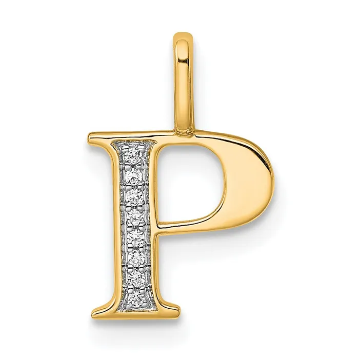 TreasureFineJewelers Necklaces 10k Yellow Gold Diamond Letter P Initial Pendant TreasureFineJewelers Necklaces 10k Yellow Gold Diamond Letter P Initial Pendant