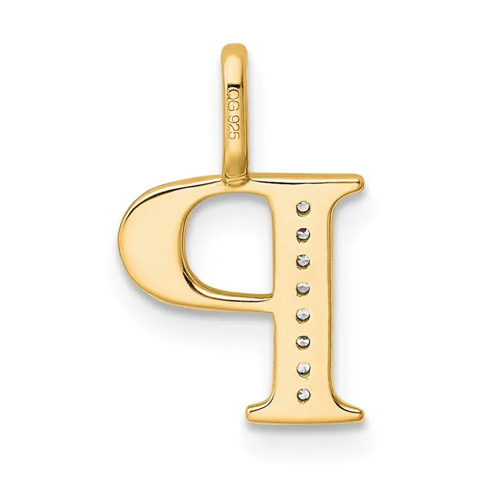 TreasureFineJewelers Necklaces 10k Yellow Gold Diamond Letter P Initial Pendant