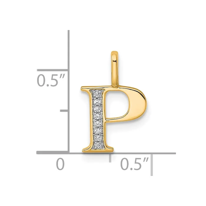 TreasureFineJewelers Necklaces 10k Yellow Gold Diamond Letter P Initial Pendant