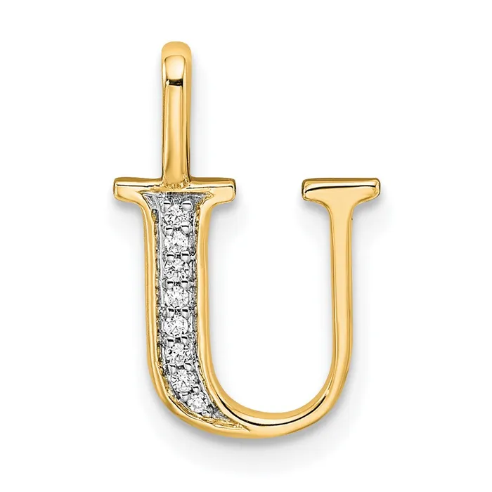 TreasureFineJewelers Necklaces 10k Yellow Gold Diamond Letter U Initial Pendant TreasureFineJewelers Necklaces 10k Yellow Gold Diamond Letter U Initial Pendant