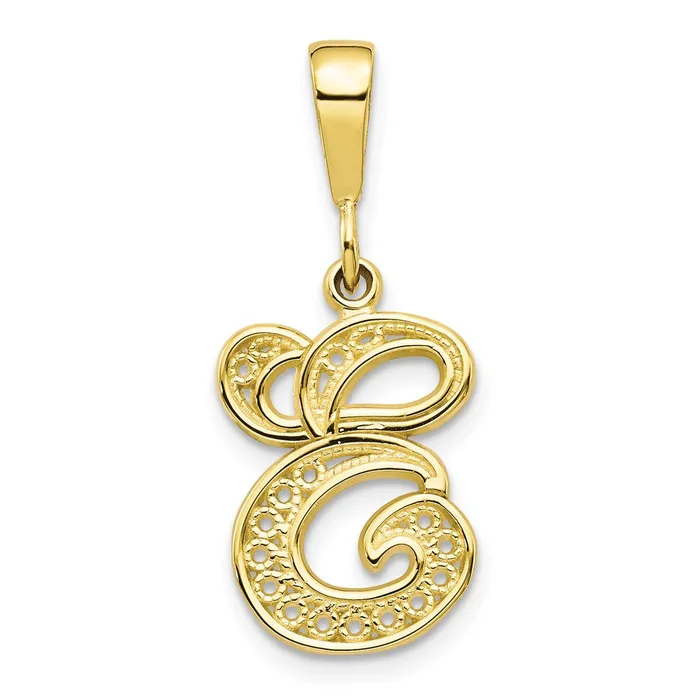 TreasureFineJewelers Necklaces 10k Yellow Gold Initial E Pendant