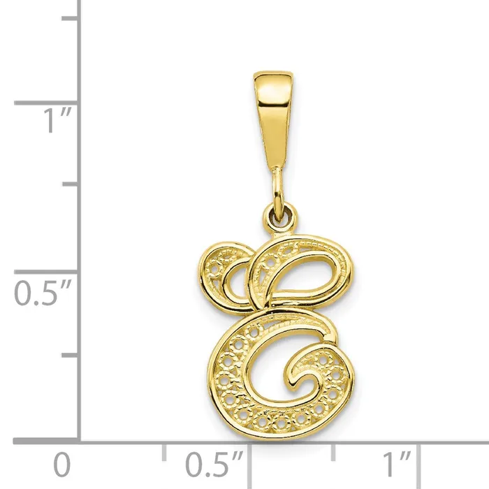 TreasureFineJewelers Necklaces 10k Yellow Gold Initial E Pendant