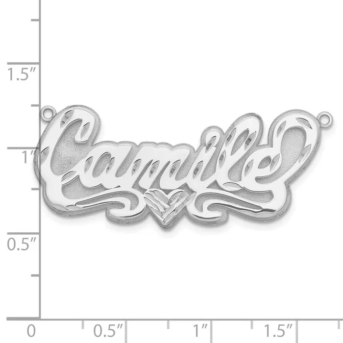 TreasureFineJewelers Necklaces 10KW 3D Diamondcut Heart Name Plate