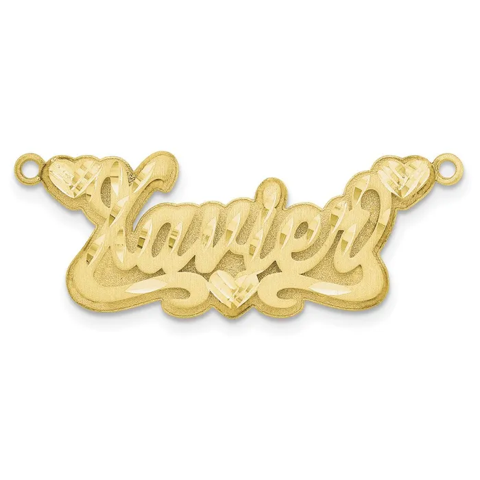 TreasureFineJewelers Necklaces 10KY 3D Satin Diamondcut Hearts Name Plate TreasureFineJewelers Necklaces 10KY 3D Satin Diamondcut Hearts Name Plate
