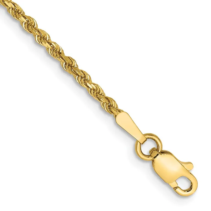 TreasureFineJewelers Necklaces 14k 175mm Diamondcut Rope Chain Anklet