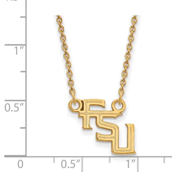TreasureFineJewelers Necklaces 14k Gold Florida State University FSU Small Pendant 18 inch Necklace