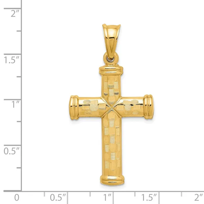 TreasureFineJewelers Necklaces 14k Hollow Diamondcut Cross Pendant